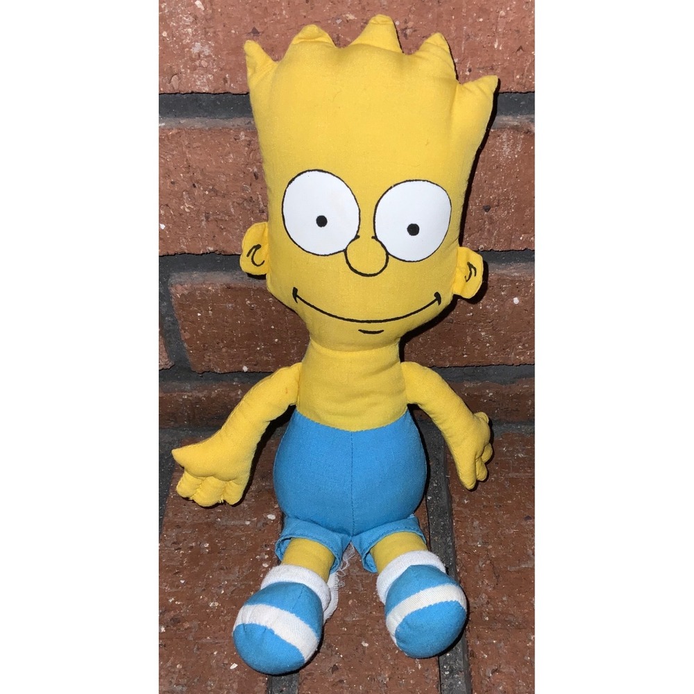 Vintage Bart Simpson Plush Stuffed Doll The Simpsons Yellow Blue 90s Toy 11"